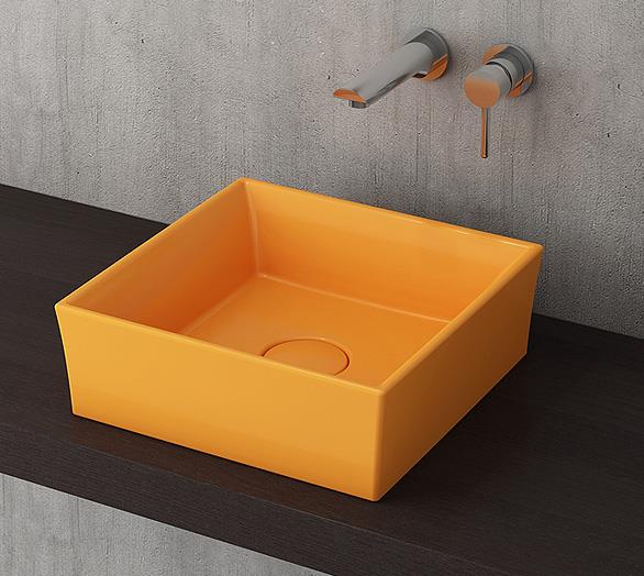 Bocchi Vessel Kare Lavabo 38x38 cm Mandalina Sarısı
