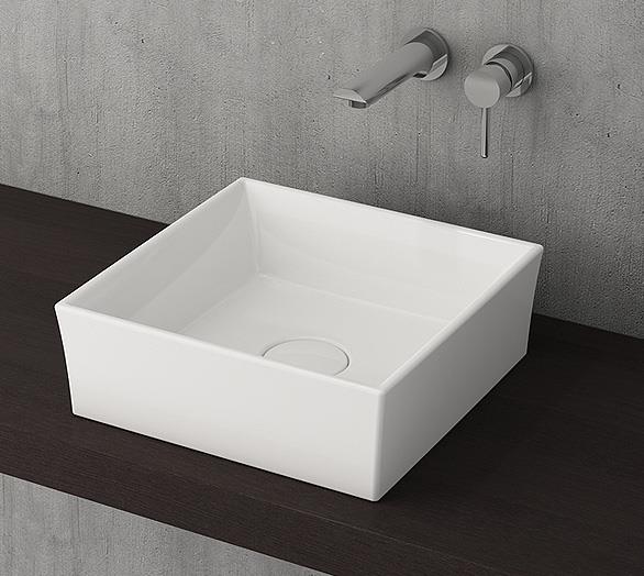 Bocchi Vessel Kare Lavabo 38x38 cm Parlak Beyaz