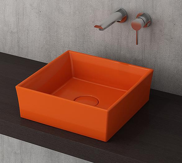 Bocchi Vessel Kare Lavabo 38x38 cm Turuncu