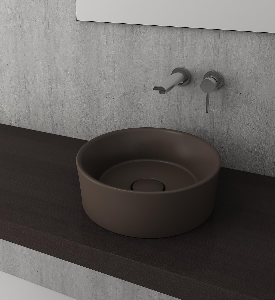 Bocchi Vessel Yuvarlak Çanak Lavabo 38 cm Mat Kahve
