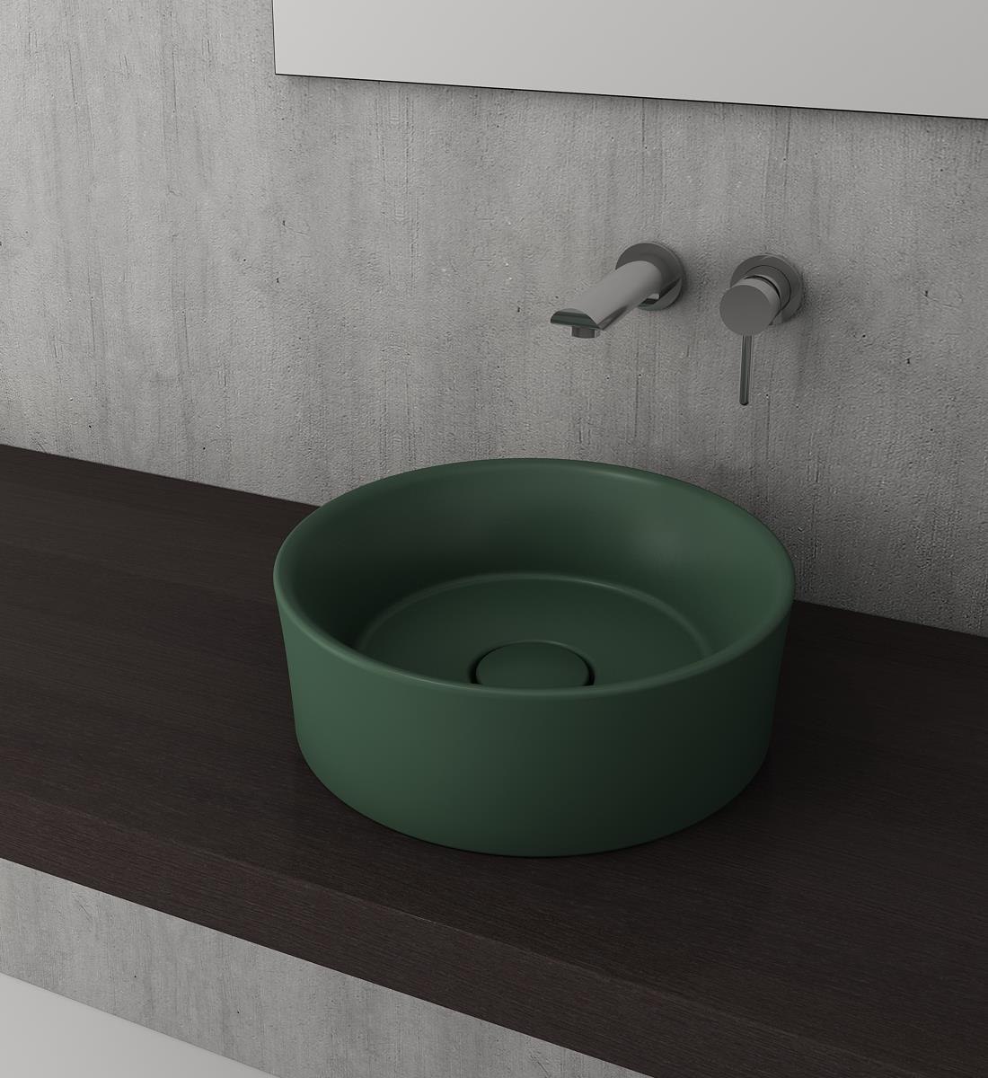 Bocchi Vessel Yuvarlak Çanak Lavabo 38 cm Mat Yeşil