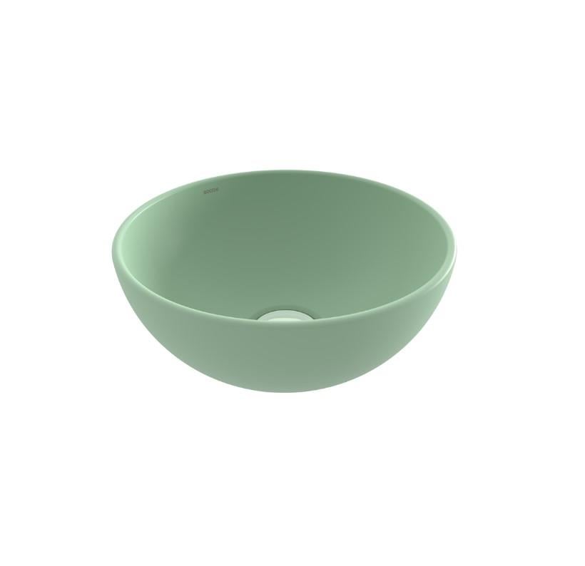 Bocchi Vessel Yuvarlak Mini Lavabo 26cm Mat Mint Yeşil