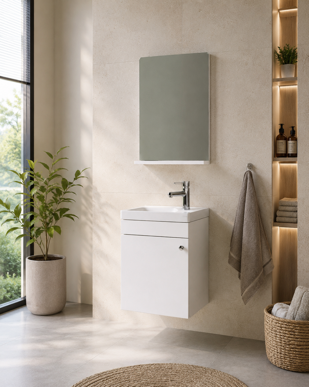 Creavit Elmas 45 Cm Banyo Dolabı Takımı Beyaz 