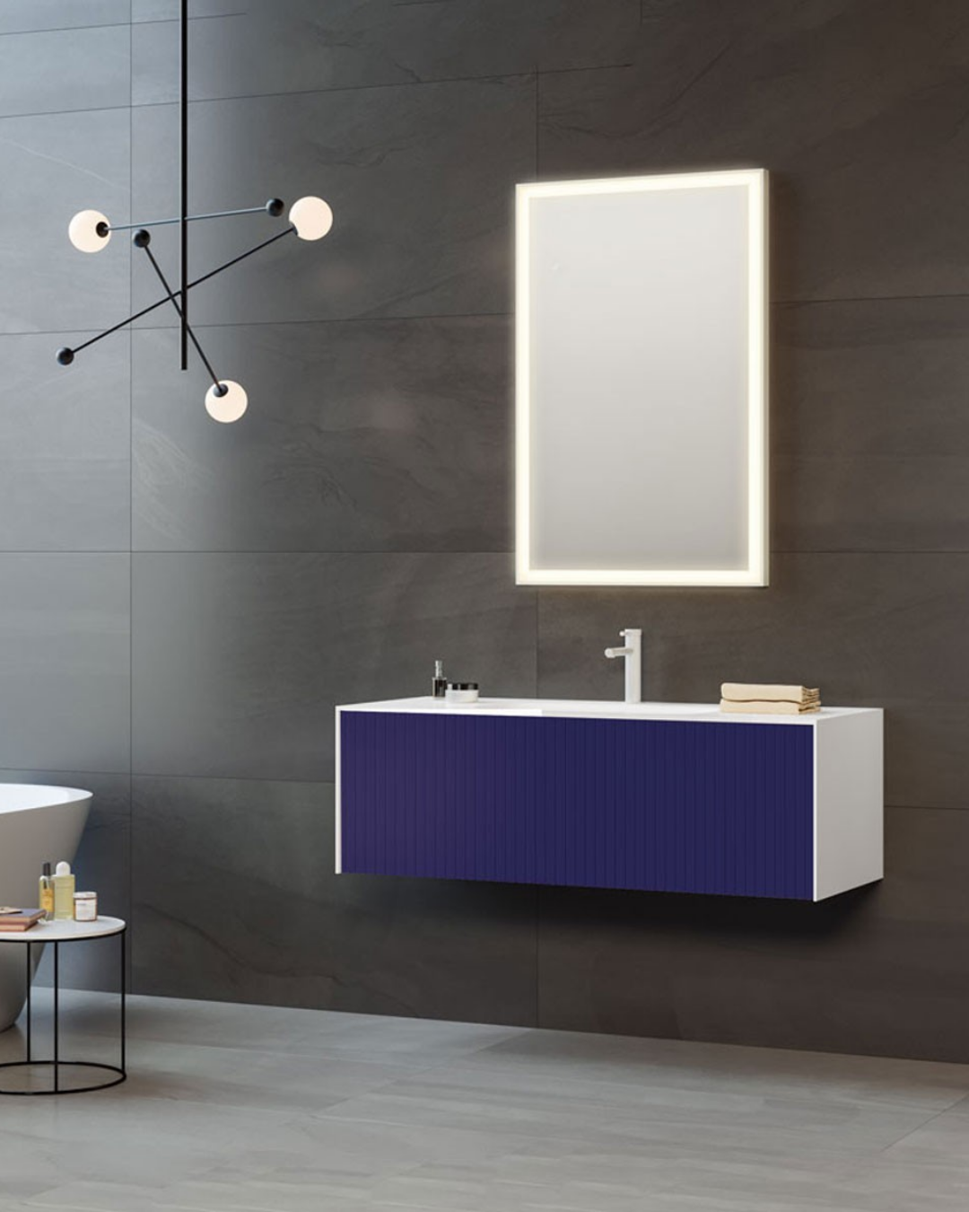 Orka Cube 120 CM Banyo Dolabı Takımı Mat Lacivert