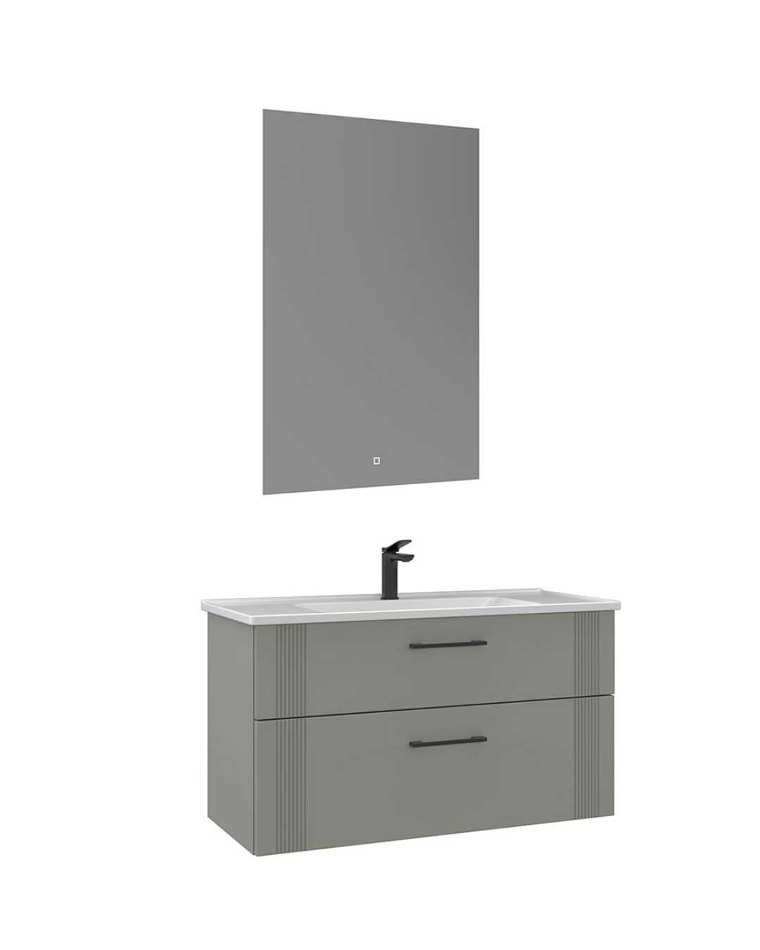 Orka Bari 100 cm Banyo Dolabı Takımı Led Aynalı Mat Kaşmir