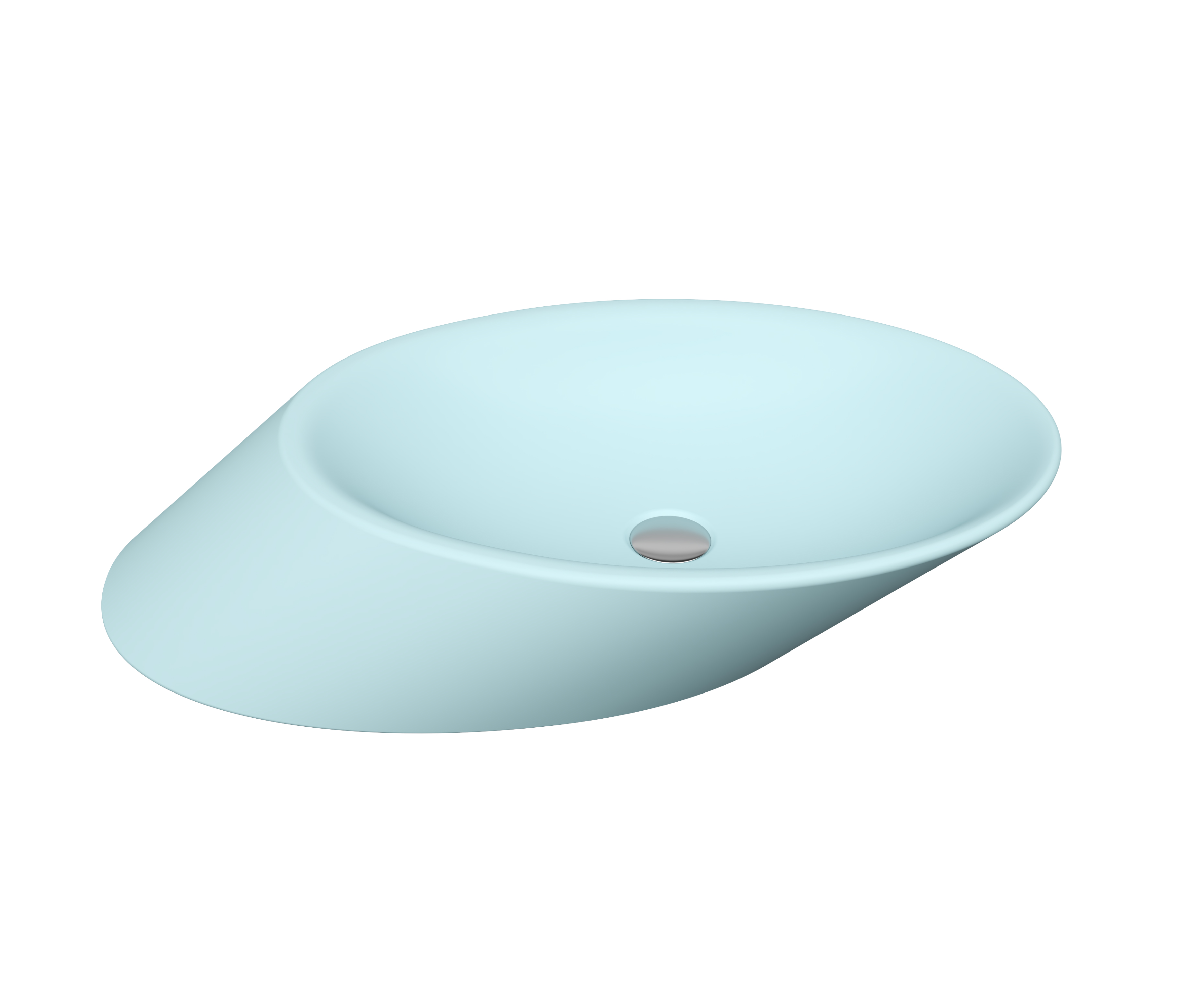 Bocchi 1013-029-0125 Vessel Yatay Çanak Lavabo 72 cm Mat Buz Mavi