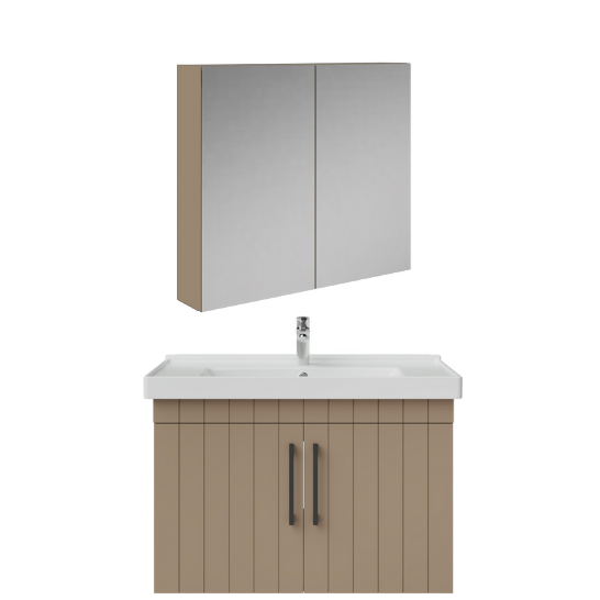 Creavit D20 80Cm Kapaklı Lavabo Dolabı Dolaplı Ayna Takımı Dafne Lake