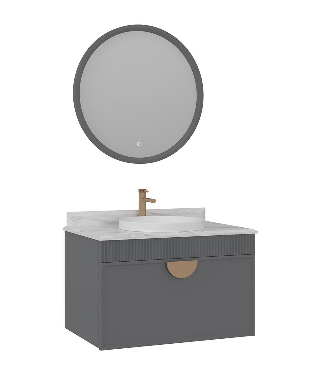Orka Molino 80 cm Banyo Dolabı Takımı Mat Gri