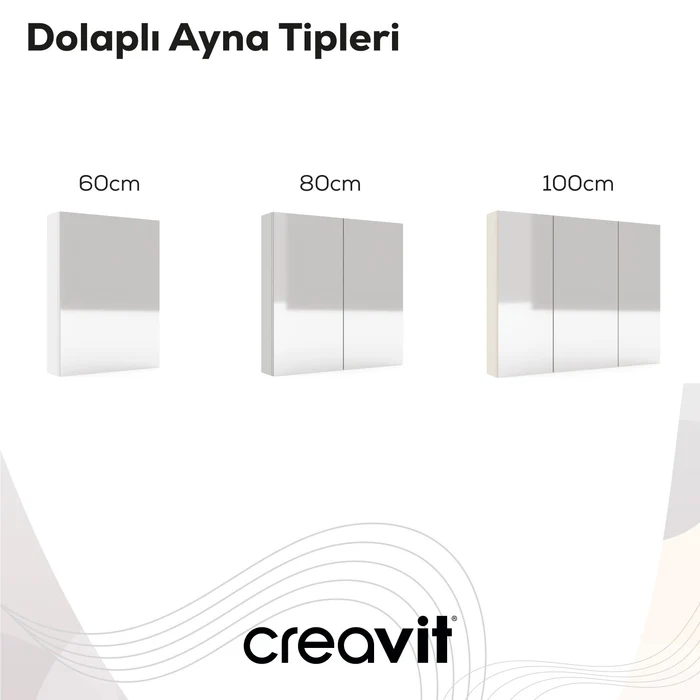 Creavit D10.AD080.ML.LK.GRI D10 80cm Melamin Aynalı Dolap Gri