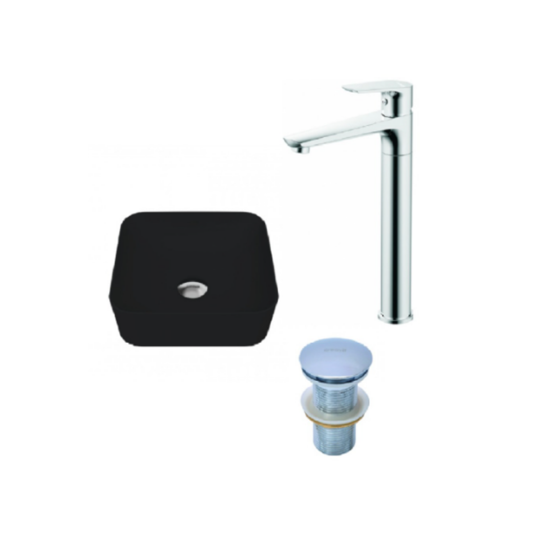 Ultra Tezgah Üstü Lavabo Ve Alfta Yüsek Armatür Krom Set