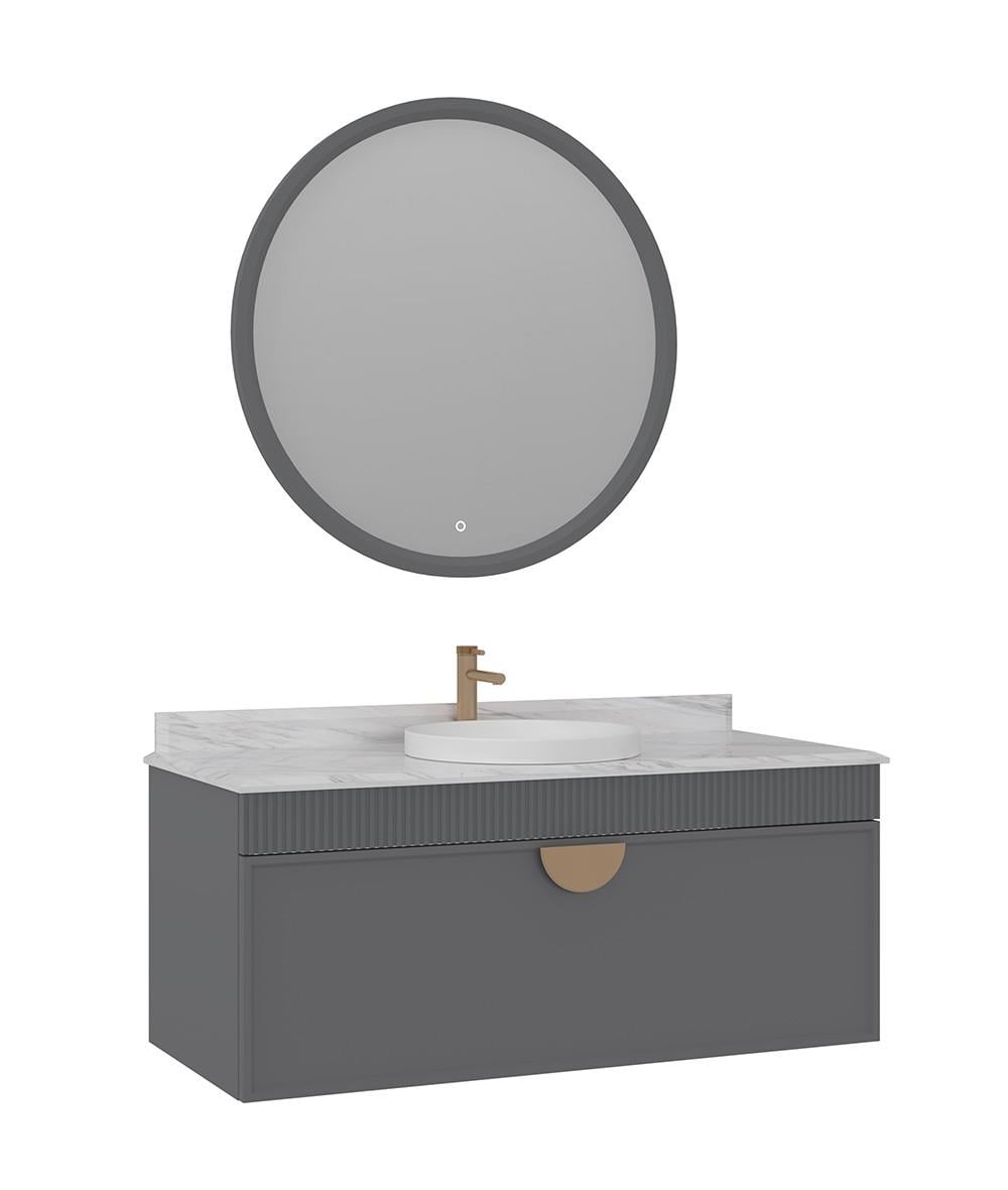 Orka Molino 120 cm Banyo Dolabı Takımı Mat Gri