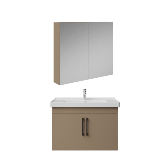 Creavit D20 80Cm Kapaklı Lavabo Dolabı Dolaplı Ayna Takımı Dafne 