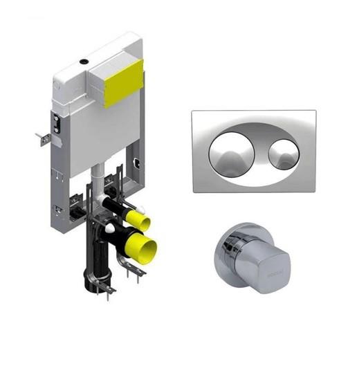 Bocchi 8000 1000 Asma Klozetler İçin Gömme Rezervuar Seti 8,5 cm, Krom Panel ve Ankastre Stop Valf ile birlikte
