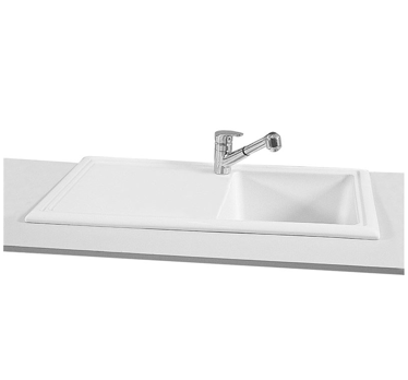 Damlalıklı tek gözlü eviye, 100 cm