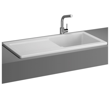 Damlalıklı tek gözlü eviye, 100 cm