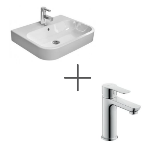 Duravit HappyD.2 60 cm Lavabo Ve A.1 Lavabo bataryası, Medium