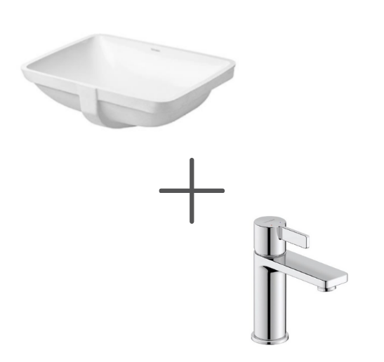 Duravit Starck 3 49 cm Tezgahaltı Lavabo Ve  D-Neo Lavabo Bataryası Medium