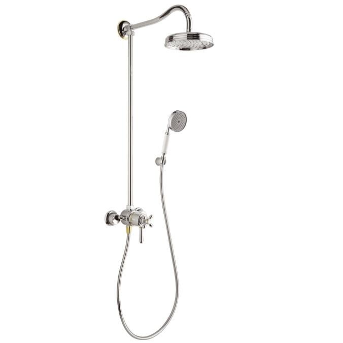 Duş Kolonu Termostatik Batarya, Yönlendirme Valfi ve Tepe Duşu ile Krom