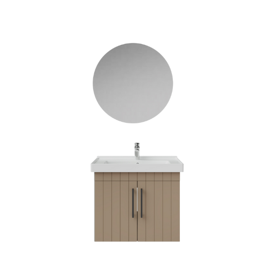 Creavit D20 Kapaklı Lavabo Dolabı Takımı Yuvarlak Ayna Dafne Lake 65 cm