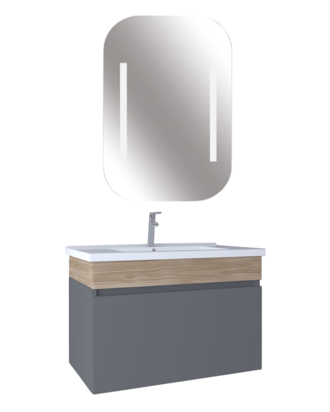 Kobos Harmony 80 cm Banyo Dolabı Takımı Füme