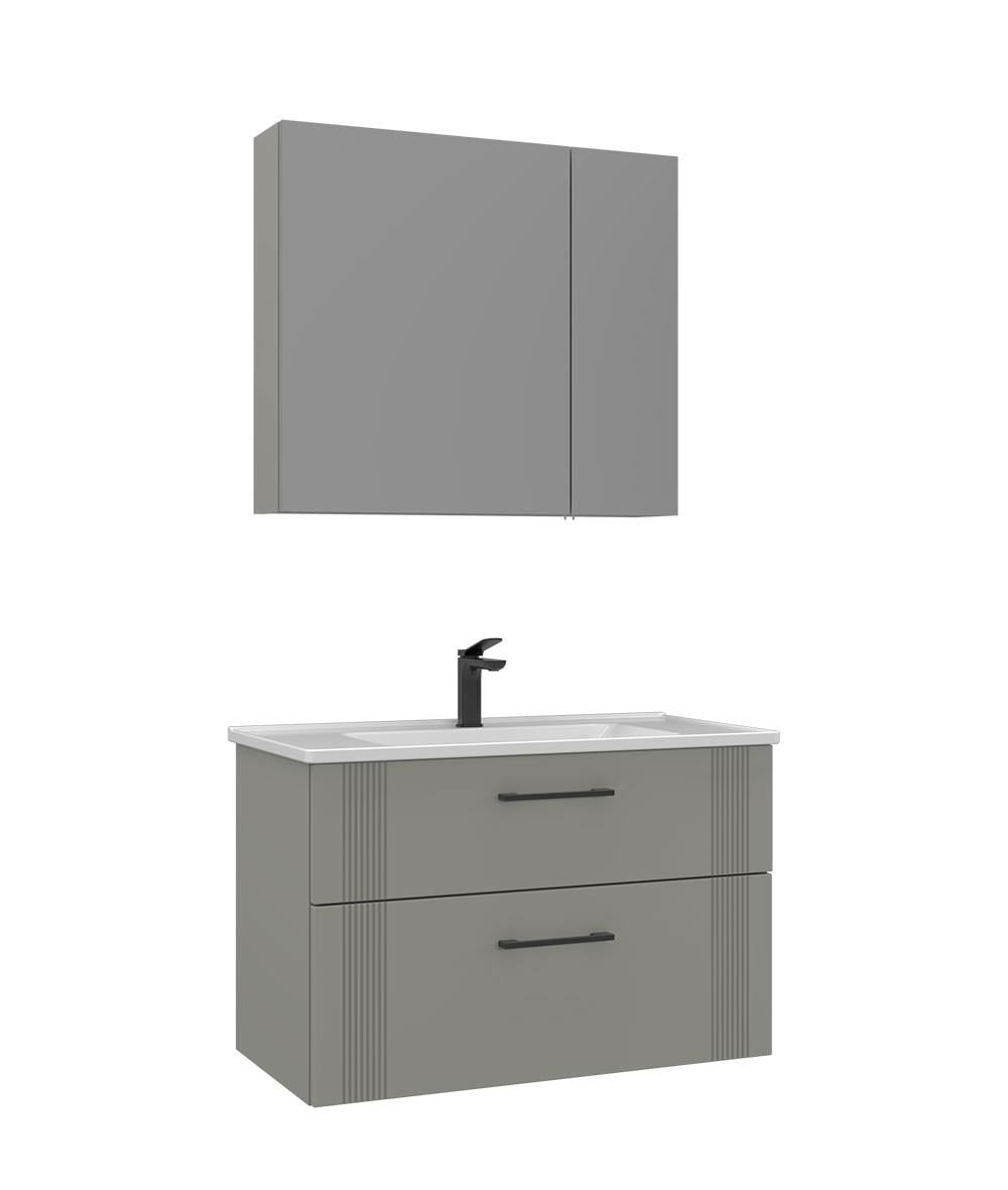 Orka Bari 85 cm Banyo Dolabı Takımı Mat Kaşmir