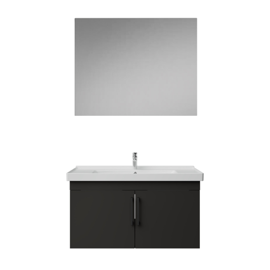 Creavit D20 Kapaklı Lavabo Dolabı Düz Ayna Takımı Antrasit 100 cm