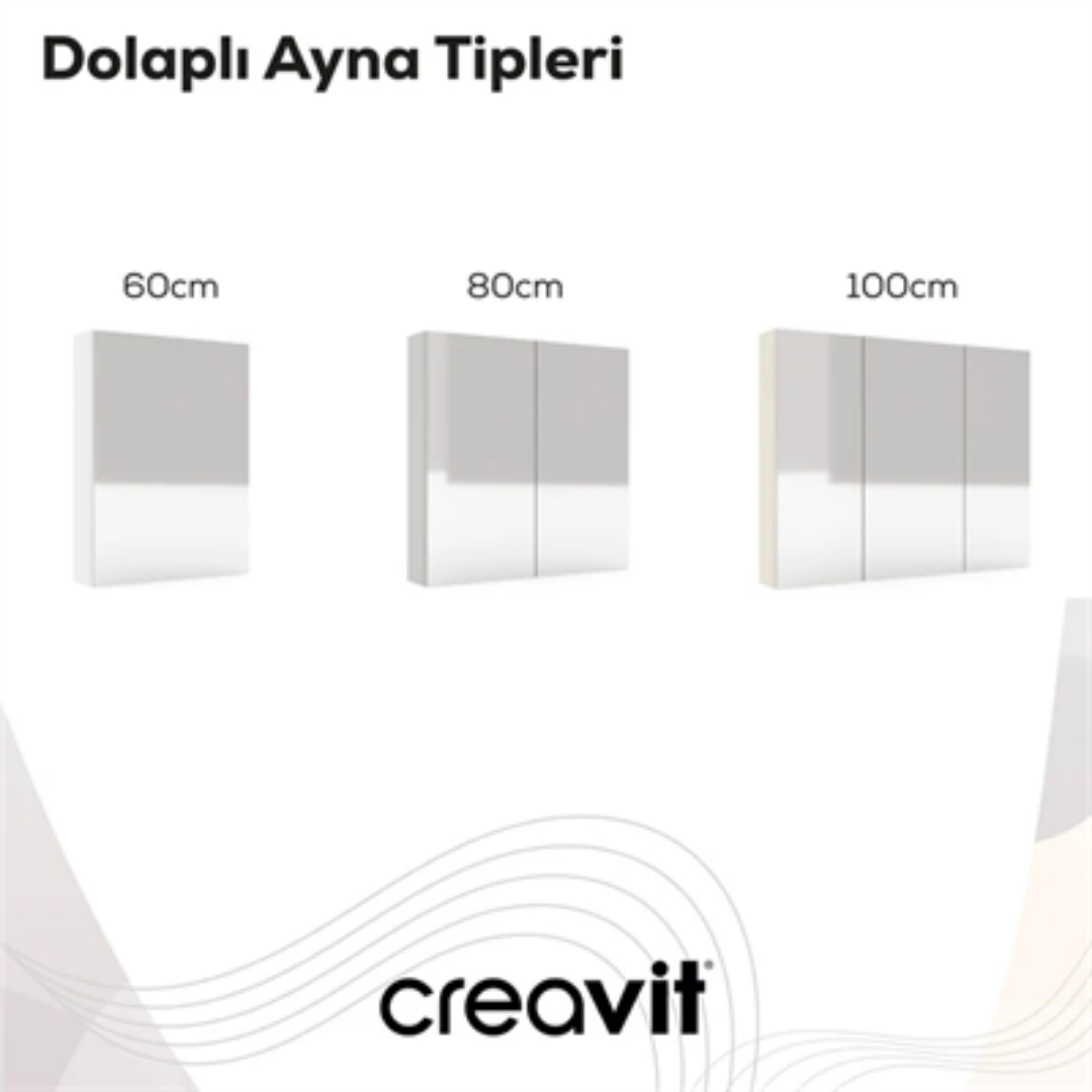 Creavit D10.AD060:ML.ML..LK.GRI D10 60cm Melamin Aynalı Dolap Gri 