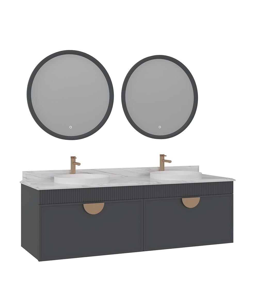 Orka Molino 160 cm Banyo Dolabı Takımı Mat Antrasit