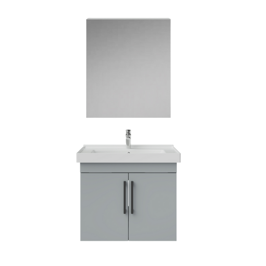 Creavit D20 Kapaklı Lavabo Dolabı Düz Ayna Takımı Gri 65 Cm