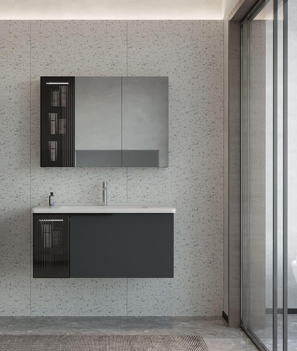 Orka Pure 100 cm Banyo Dolabı Takımı Mat Antrasit