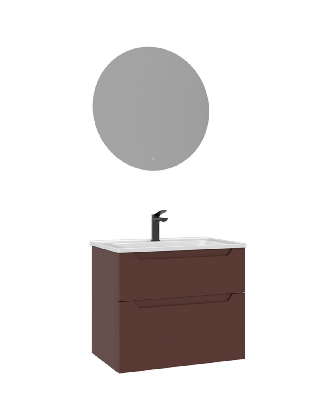 Orka Messina 65 cm Banyo Dolabı Takımı Led Aynalı Mat Kırmızı