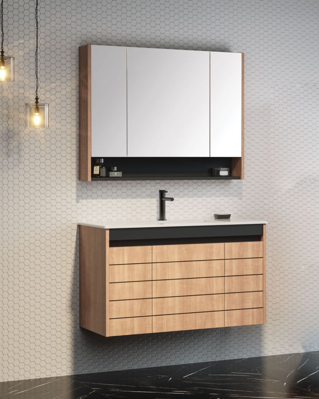 Orka Ricato 100 CM Banyo Dolabı Takım Morgana Kiraz