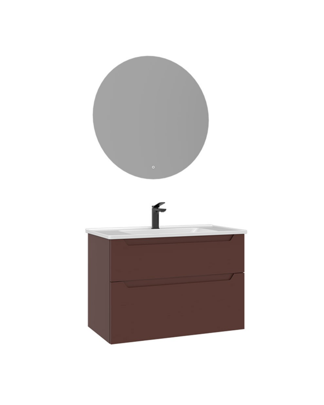 Orka Messina 85 cm Banyo Dolabı Takımı Led Aynalı Mat Kırmızı