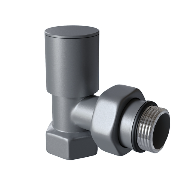 Radyatör Vanası 1/2'' Antrasit Köşe (Metal Volanlı)