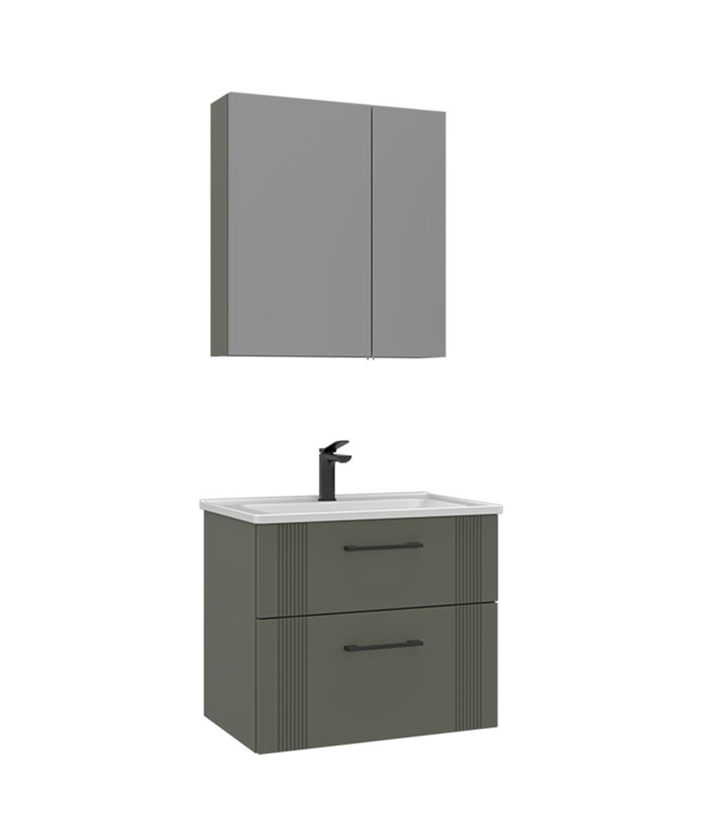 Orka Bari 65 cm Banyo Dolabı Takımı Mat Yeşil