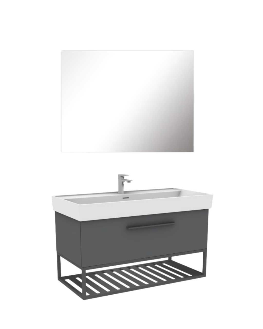 Kobos Glow 100 cm Banyo Dolabı Takımı Füme