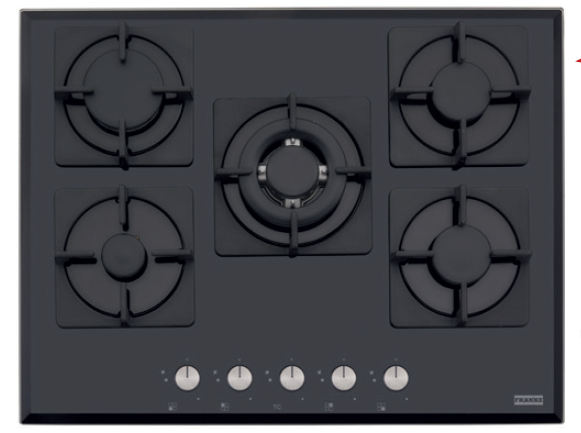 FRANKE NEW SQUARE BLACK GLASS OCAK FHNS 705 4G TC BK C