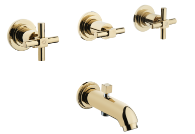 Juno Ankastre banyo bataryası (el duşu çıkışlı-sıva üstü grubu) altın