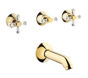 Juno Crystals from Swarovski Ankastre banyo bataryası (sıva üstü grubu) altın