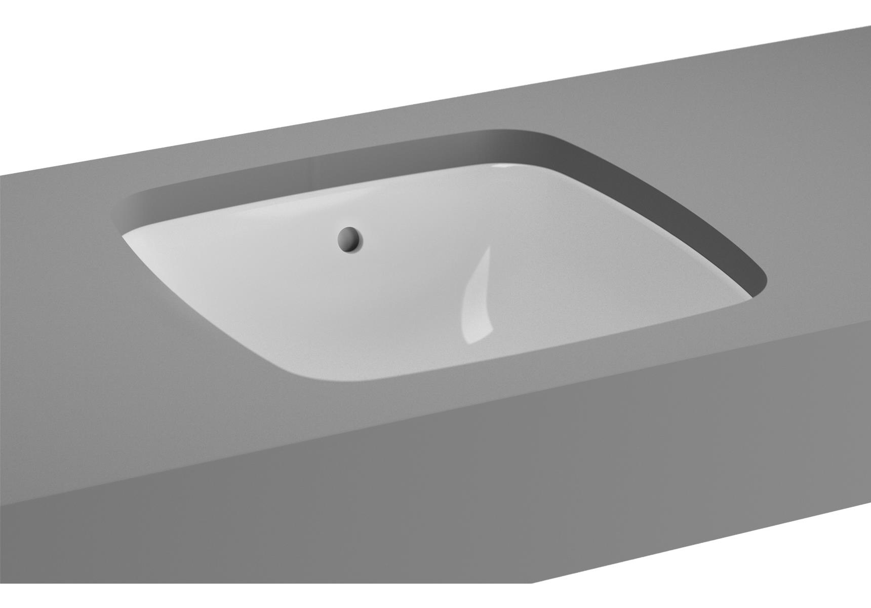 Metropole Tezgah altı kare lavabo 37 cm Armatür deliksiz Su taşma delikli
