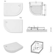 Ofset (Sağ-Sol) Monoblok Duş Tekneleri 80x140x14(h) Sağ/Sol