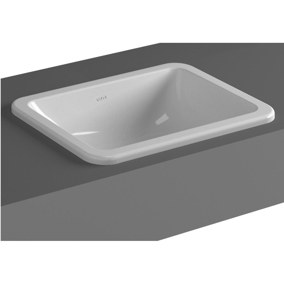 S20 Tezgah üstü lavabo 55 cm Armatür deliksiz su taşma delikli