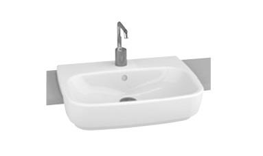 Shift Yarım Tezgah Lavabo 55 cm Orta Armatür Delikli Su Taşma Delikli
