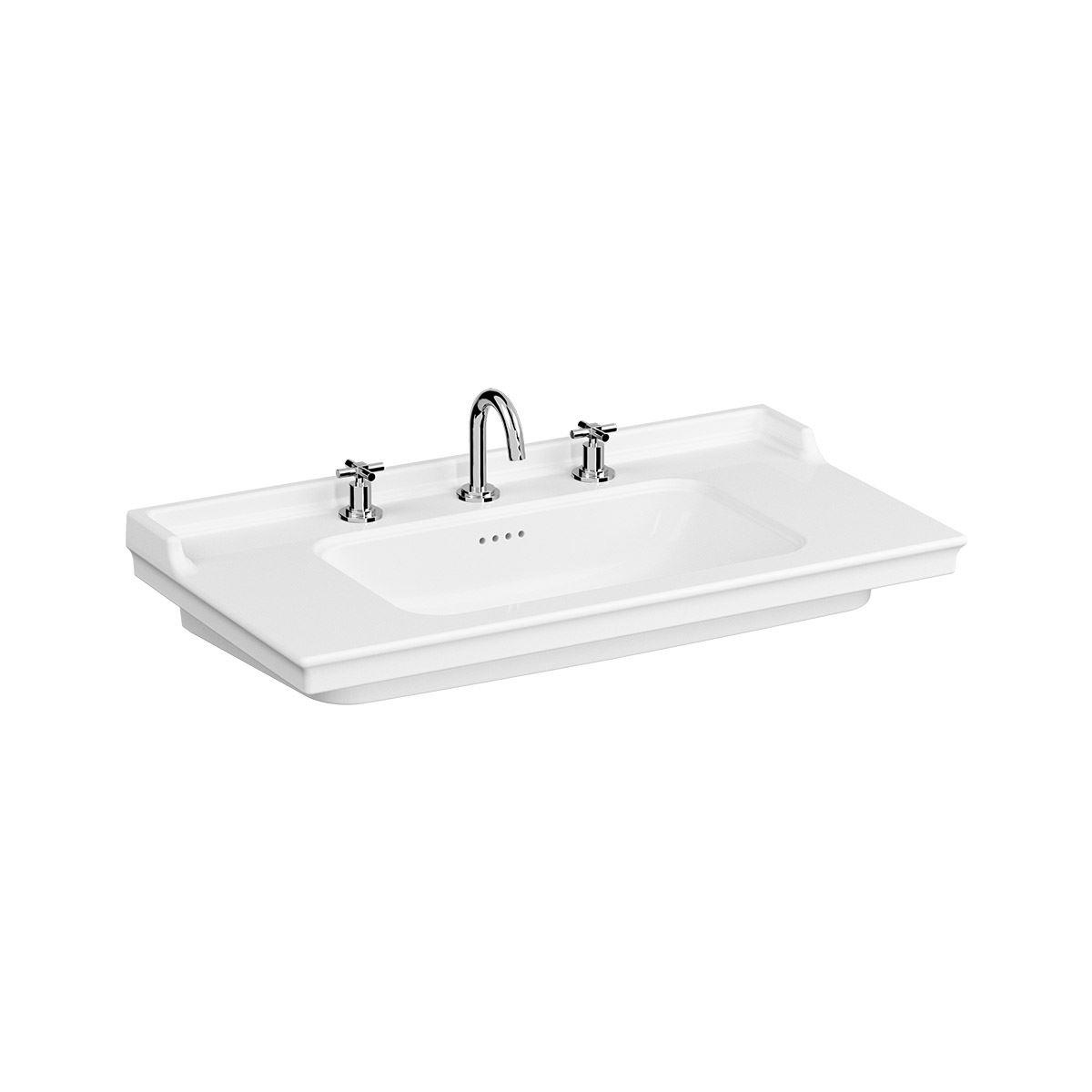 Valarte Etajerli lavabo, 100 cm 3 Armatür Delikli