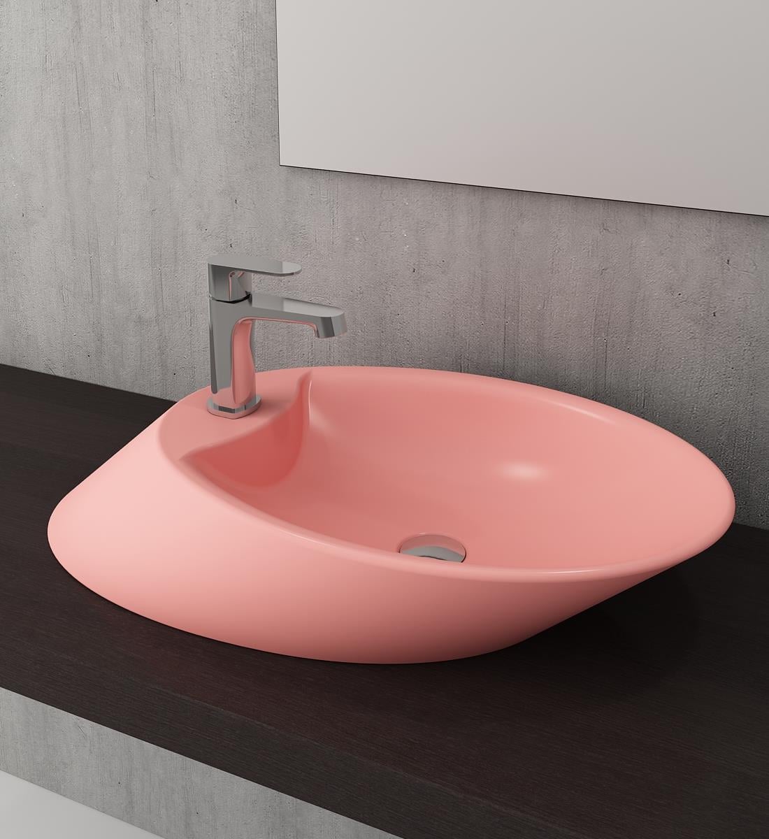 Vessel Batarya Banklı Çanak Lavabo 72 cm Mat Somon 