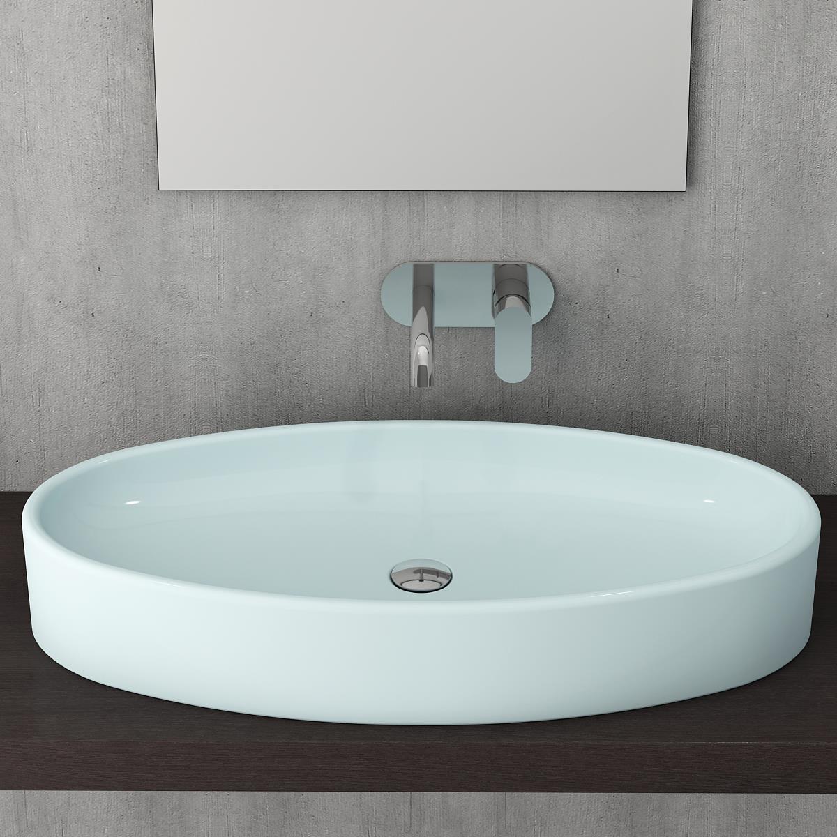 Vessel Elips Çanak Lavabo 85 cm Mat Buz Mavisi