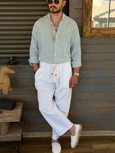 Aktacu Keten Baggy Pantolon