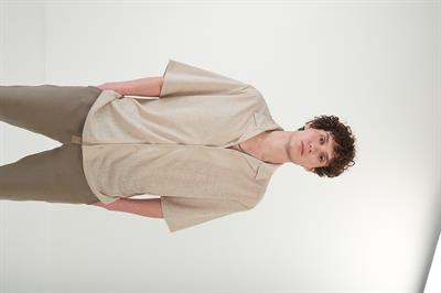 Apaş Yaka Keten Görünümlü Gömlek