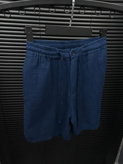 Bel Lastikli Müslim Kumaş Şort - Lacivert