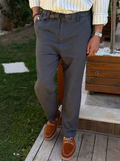 Beli Kemerli Lınen Kumaş Pantolon